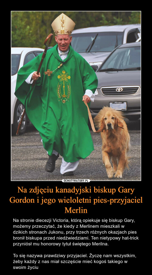 Na zdjęciu kanadyjski biskup Gary Gordon i jego wieloletni pies-przyjaciel Merlin